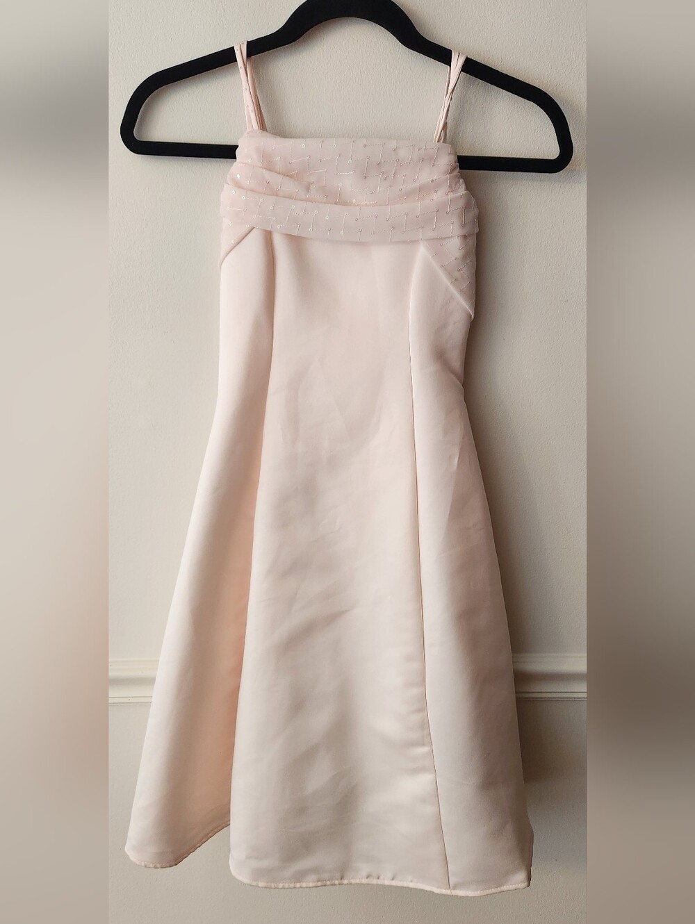 American Princess Girls' Pale Pink Sleeveless Formal Dress with Beaded Bodice